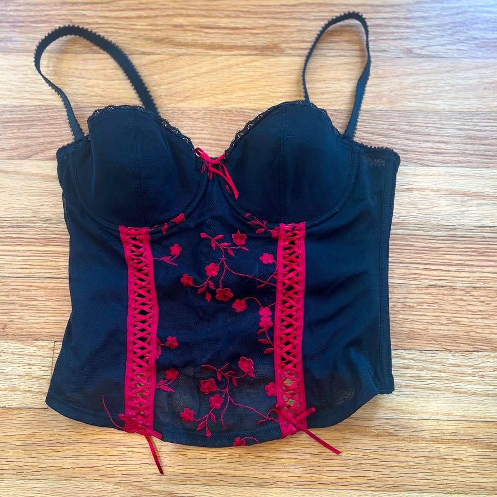 Sexy black and red corset, size small